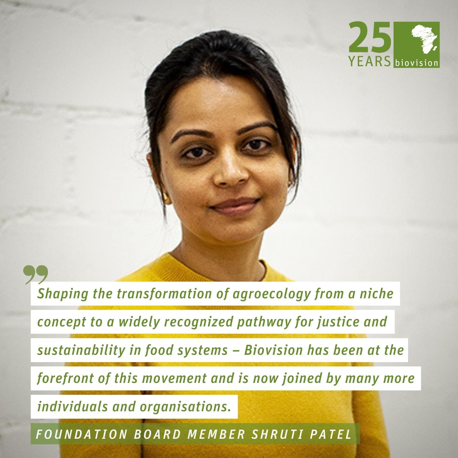 Shruti Patel sees Biovision's greatest lever for systemic change in identifying sustainable solutions.