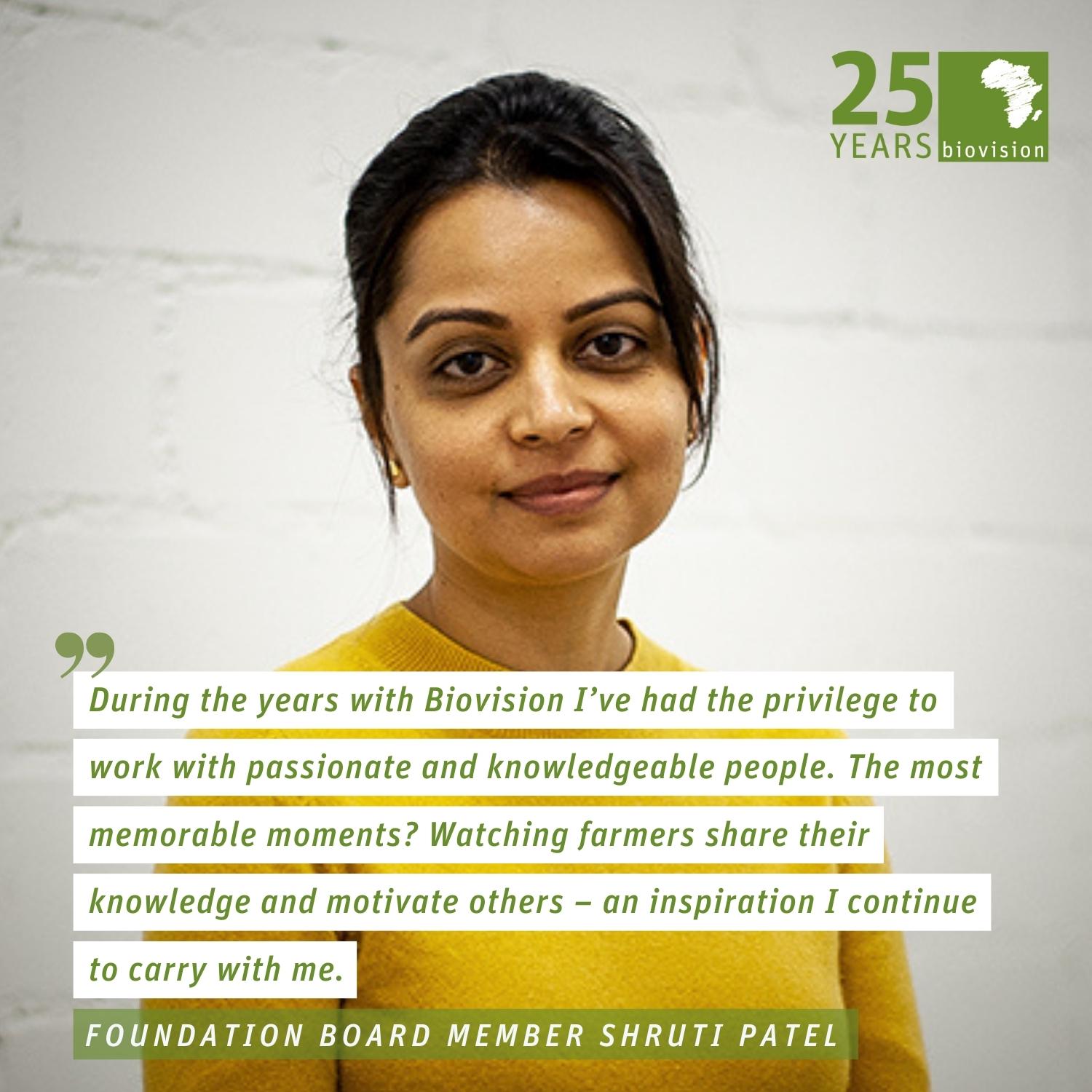 Shruti Patel on her most memorable experiences from 25 years with Biovision.