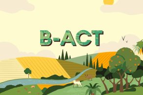 Illustration einer Landschaft mit der Überschrift B-ACT.